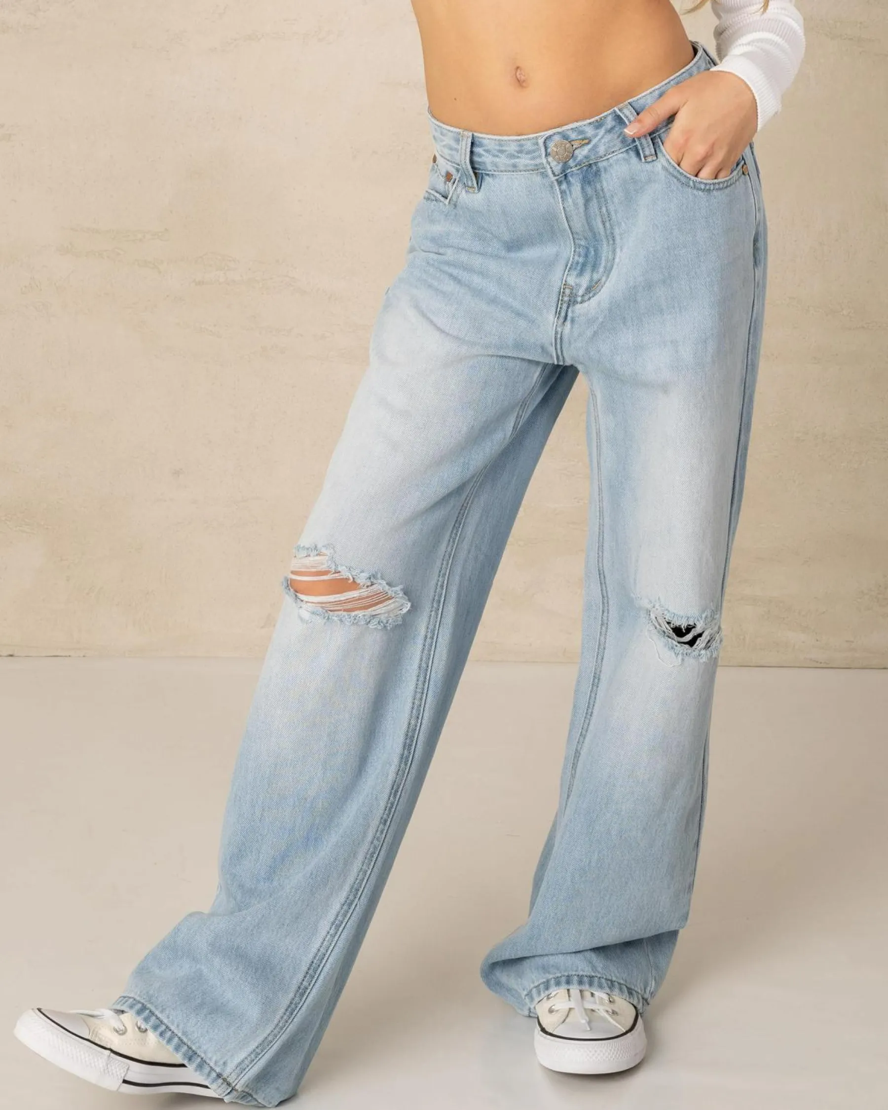 Jeans|Denim*DESU Girls' Stones Straight Leg Jeans Blasted Distressed Bleach