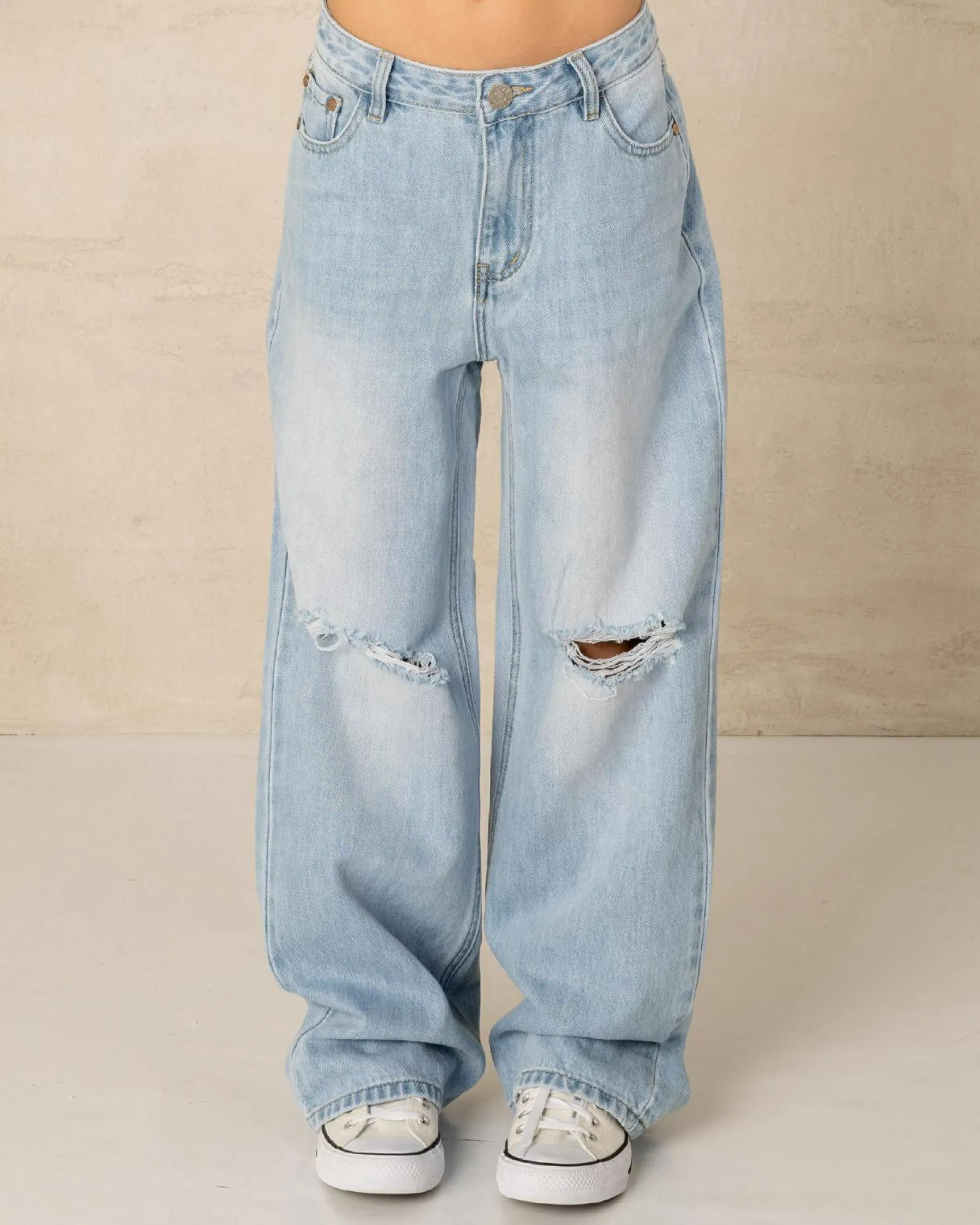 Jeans|Denim*DESU Girls' Stones Straight Leg Jeans Blasted Distressed Bleach
