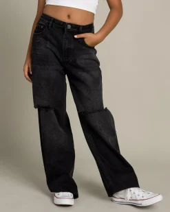 Jeans|Denim*DESU Girls' Stones Straight Leg Jeans Distressed Black