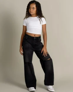 Jeans|Denim*DESU Girls' Stones Straight Leg Jeans Distressed Black