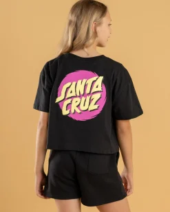 Tops*Santa Cruz Girls' Style Dot Oversized Cropped T-Shirt Off Black