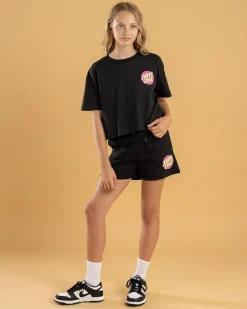 Tops*Santa Cruz Girls' Style Dot Oversized Cropped T-Shirt Off Black