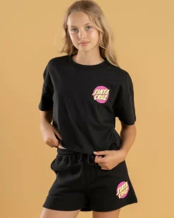 Tops*Santa Cruz Girls' Style Dot Oversized Cropped T-Shirt Off Black