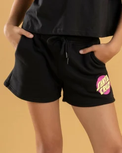 Bottoms*Santa Cruz Girls' Style Dot Track Shorts Off Black