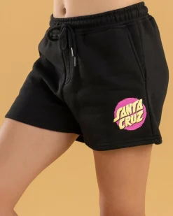 Bottoms*Santa Cruz Girls' Style Dot Track Shorts Off Black