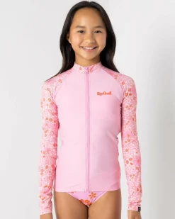 Girls' Summer Long Sleeve Zip Rash Vest Kids Rash Vests
