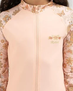 Rash Vests*Rip Curl Girls' Sun Catcher Long Sleeve Zip Rash Vest Peach