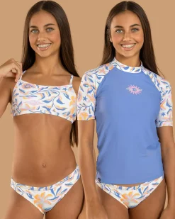Rash Vests*Rip Curl Girls' Sunset Skies 3 Piece Rash Vest Set Blue
