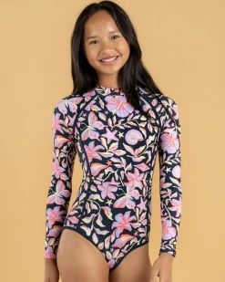 Girls' Sunset Skies Long Sleeve Surfsuit Kids Surf|Wetsuits & Surfsuits