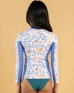 Rash Vests*Rip Curl Girls' Sunset Sky Zip Long Sleeve Rash Vest Bone