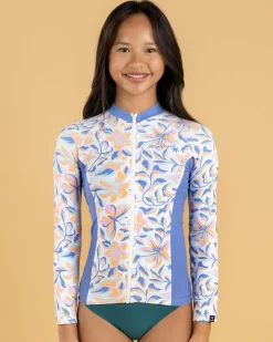 Rash Vests*Rip Curl Girls' Sunset Sky Zip Long Sleeve Rash Vest Bone