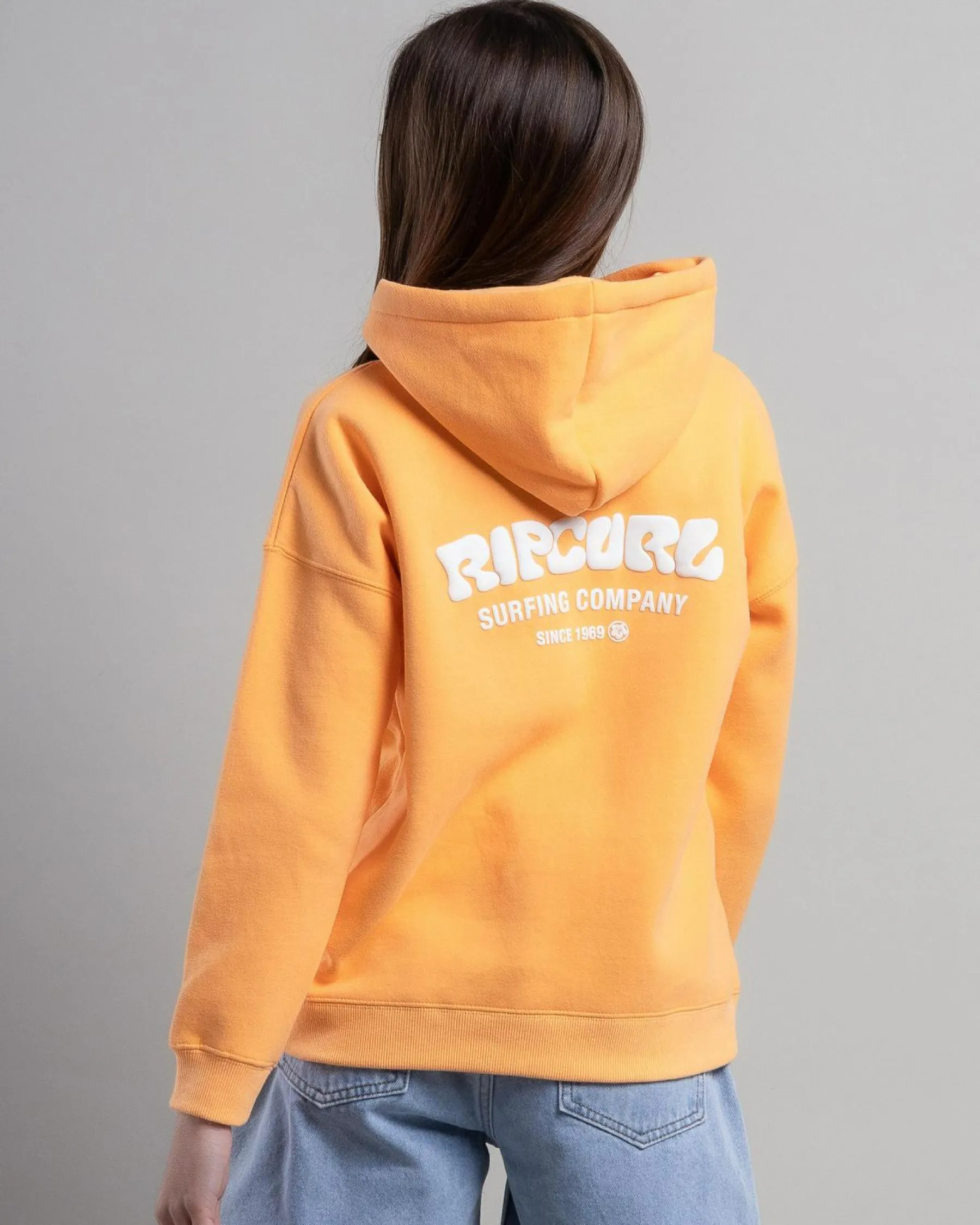 Outerwear*Rip Curl Girls' Surf Puff Heritage Hoodie Orange