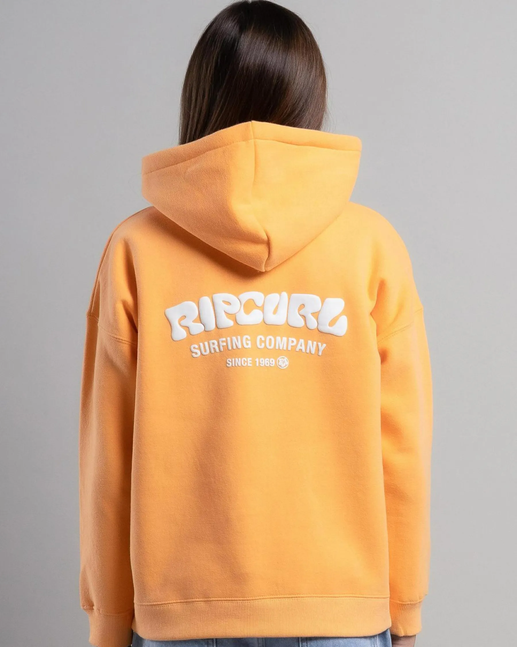 Outerwear*Rip Curl Girls' Surf Puff Heritage Hoodie Orange