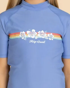 Sale Girls' Surf Revival Short Sleeve Rash Vest Kids Rash Vests