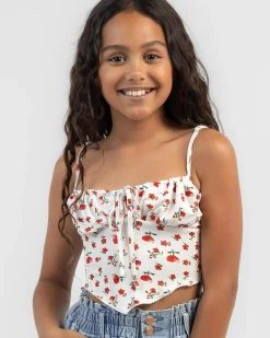 Tops*Mooloola Girls' Sydney Babydoll Cami Top Red Floral