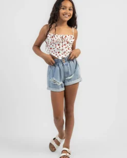 Tops*Mooloola Girls' Sydney Babydoll Cami Top Red Floral