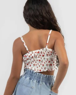Tops*Mooloola Girls' Sydney Babydoll Cami Top Red Floral