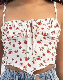 Tops*Mooloola Girls' Sydney Babydoll Cami Top Red Floral