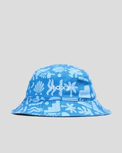 Headwear*Roxy Girls' Tiny Honey Bucket Hat Nebulas Blue Beach Check