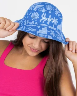Headwear*Roxy Girls' Tiny Honey Bucket Hat Nebulas Blue Beach Check