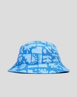 Headwear*Roxy Girls' Tiny Honey Bucket Hat Nebulas Blue Beach Check