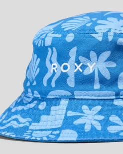 Headwear*Roxy Girls' Tiny Honey Bucket Hat Nebulas Blue Beach Check