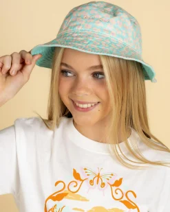 Headwear*Roxy Girls' Tiny Honey Bucket Hat Aruba Blue Flower Bed