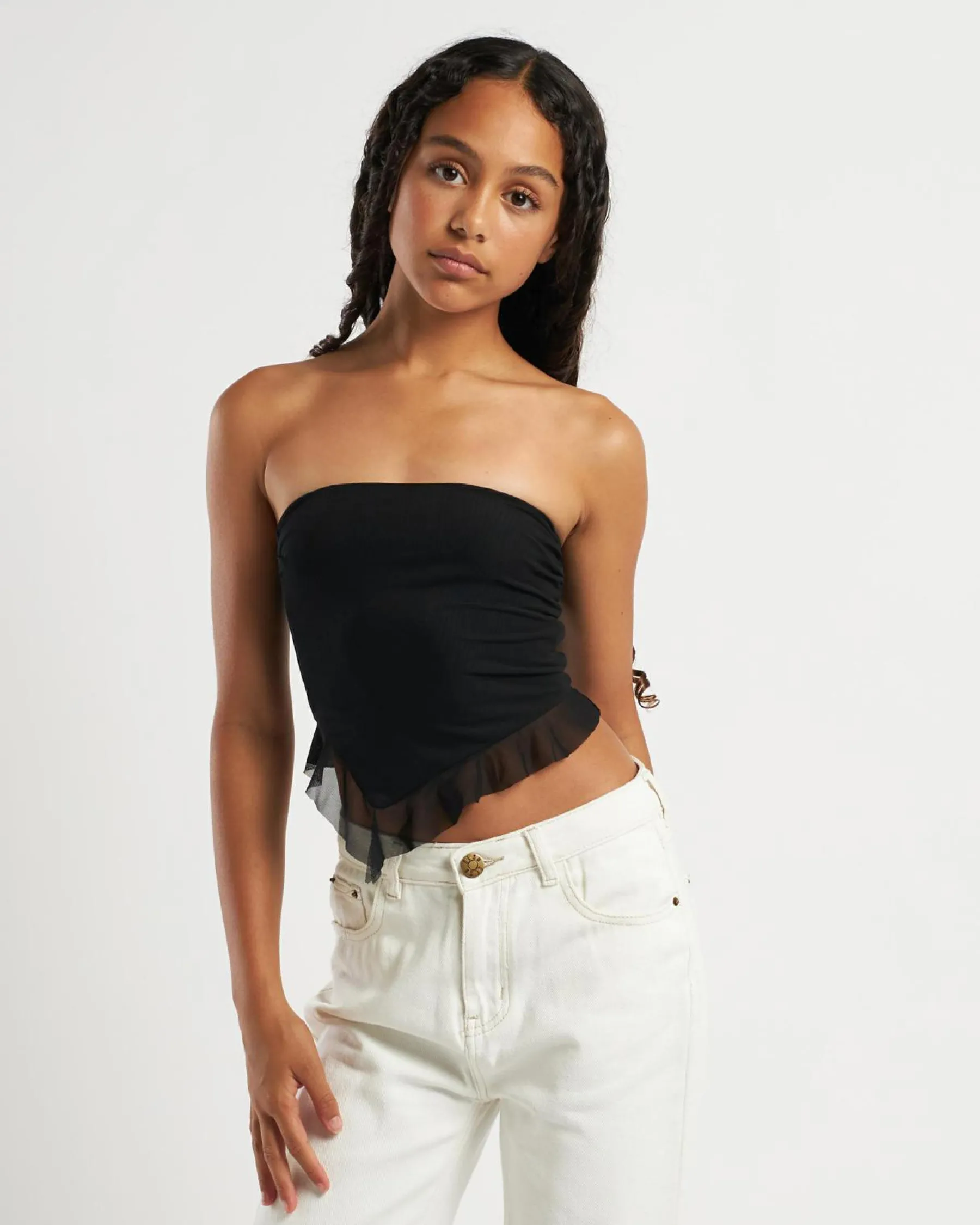 Tops*Ava And Ever Girls' Troy Mesh Tube Top Black