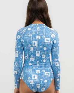 Surf|Wetsuits & Surfsuits*Topanga Girls' Vacay Vibe Surfsuit Blue/white