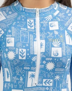 Surf|Wetsuits & Surfsuits*Topanga Girls' Vacay Vibe Surfsuit Blue/white