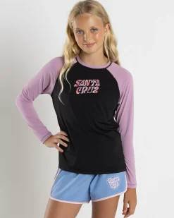 Rash Vests*Santa Cruz Girls' Vibes Fill Long Sleeve Rash Vest Black/purple