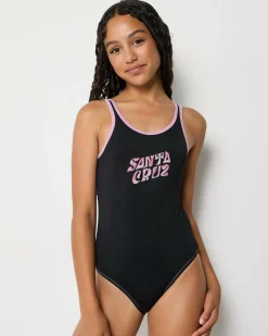 Surf|One Pieces*Santa Cruz Girls' Vibes Fill One Piece Swimsuit Black/purple