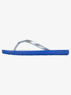 Flip Flops*Roxy Girls' Viva Sparkle Thongs Dazzling Blue