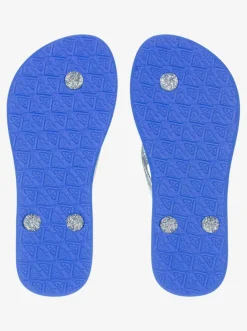 Flip Flops*Roxy Girls' Viva Sparkle Thongs Dazzling Blue