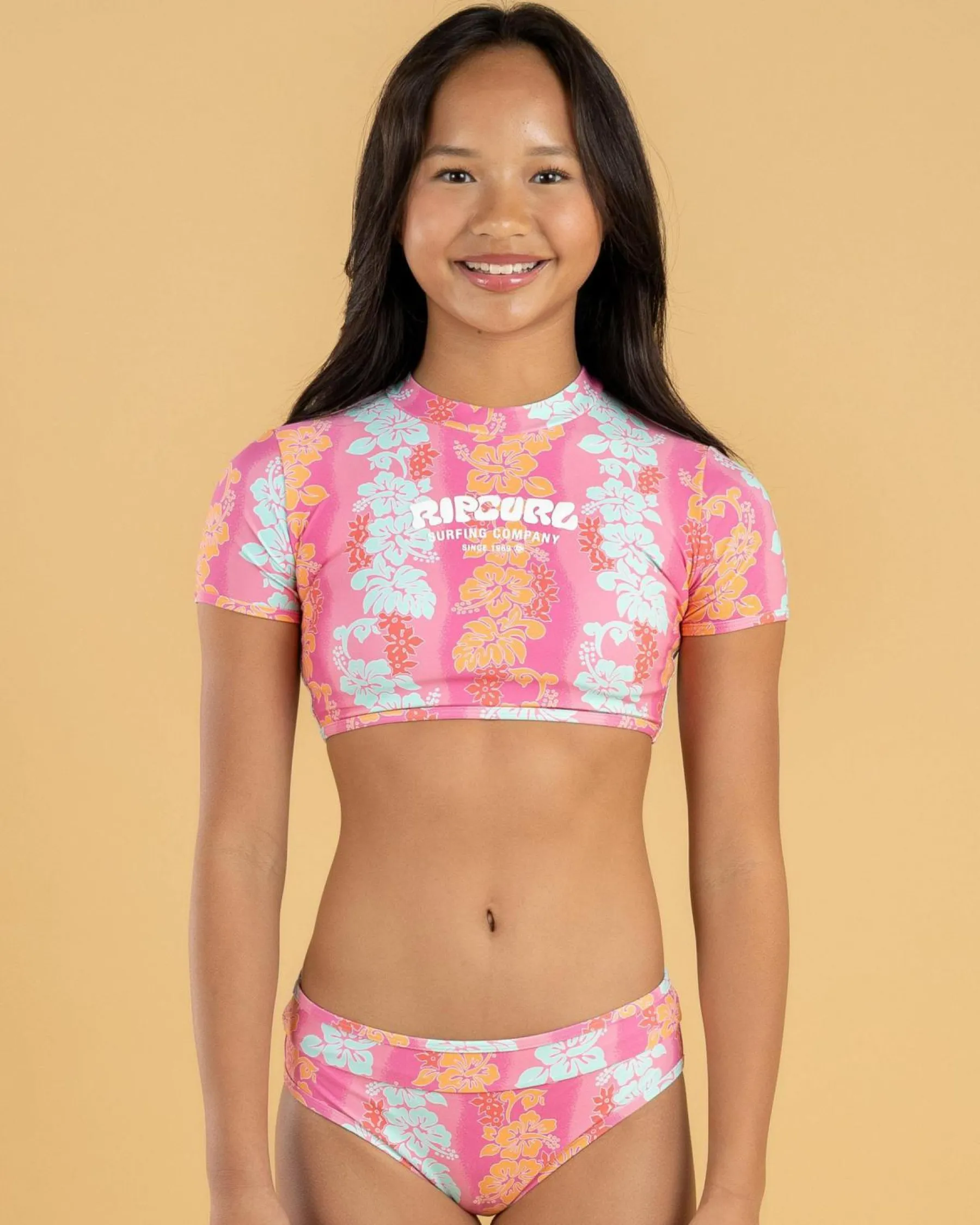Rash Vests*Rip Curl Girls' Waikiki Rash Vest Set Pink