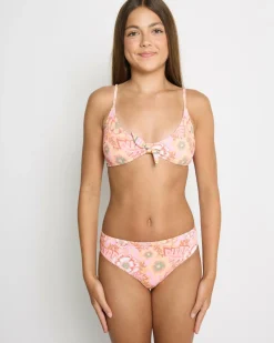 Bikinis*Roxy Girls' Wild Flower Triangle Bikini Set Papaya Wild Flower Rg Swim