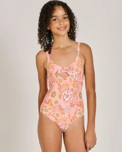 Surf|One Pieces*Roxy Girls' Wildflower One Piece Swimsuit Papaya Wild Flower Rg Swim