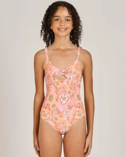 Surf|One Pieces*Roxy Girls' Wildflower One Piece Swimsuit Papaya Wild Flower Rg Swim
