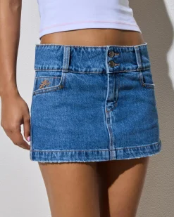Bottoms*Worship Supplies Glazed And Confused Micro Denim Skirt Sky High Blue