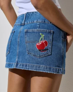 Bottoms*Worship Supplies Glazed And Confused Micro Denim Skirt Sky High Blue