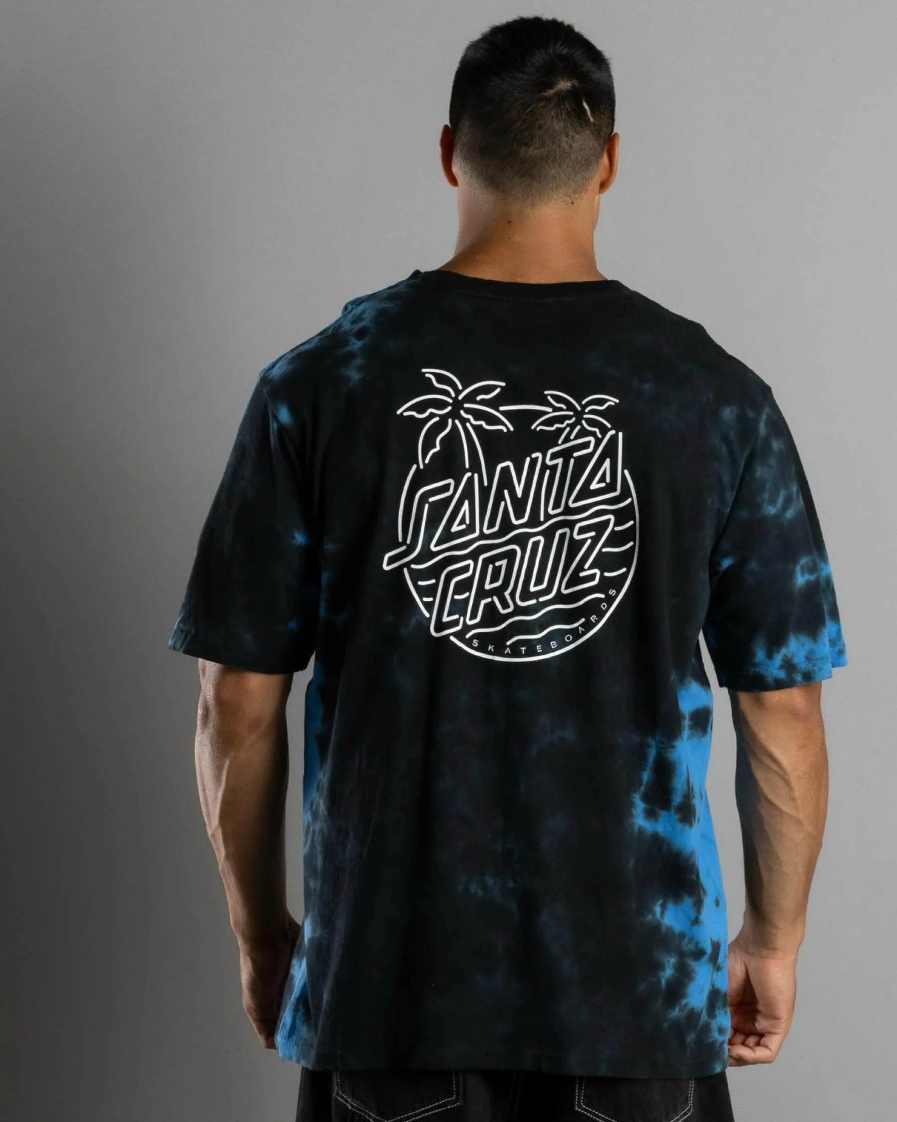 Tops & T-Shirts*Santa Cruz Glow Dot Mono T-Shirt Black Tie Dye