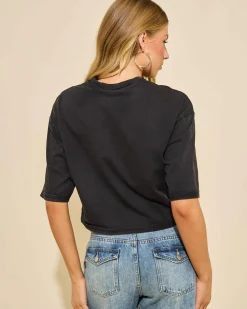 Tops*GUESS Go Raw Edge Baggy T-Shirt Jet Black Multi