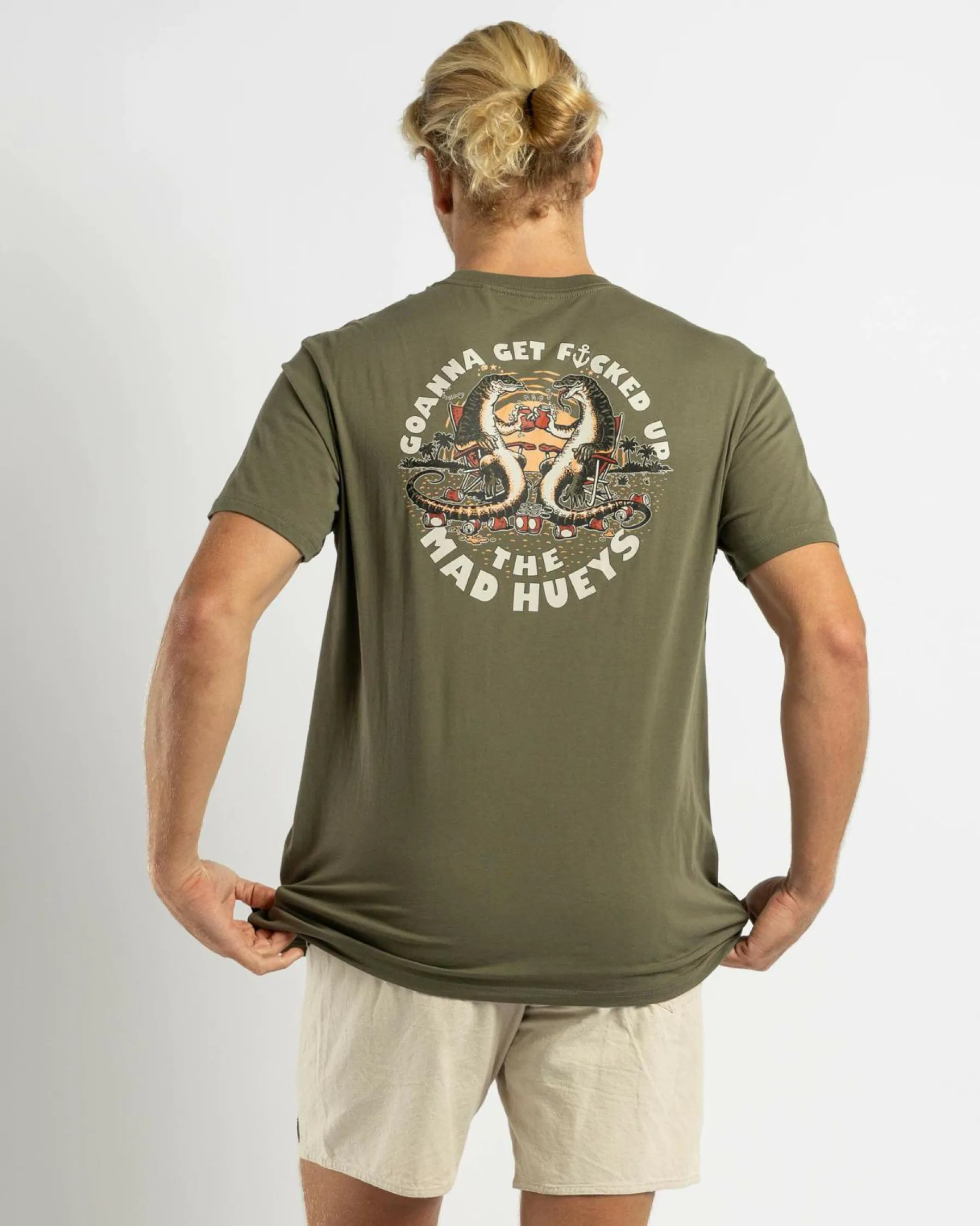 Tops & T-Shirts*The Mad Hueys Goanna Get Fkd Up T-Shirt Olive