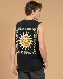 Tops & T-Shirts*Jacks Golden Glow Muscle Tank Navy Acid