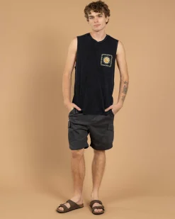 Tops & T-Shirts*Jacks Golden Glow Muscle Tank Navy Acid