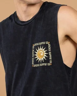 Tops & T-Shirts*Jacks Golden Glow Muscle Tank Navy Acid