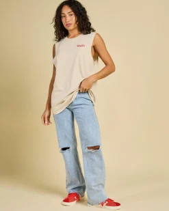 Tops*Unit Good Vibes Regular Fit Tank Top Cement