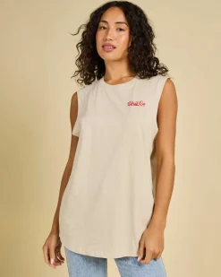 Tops*Unit Good Vibes Regular Fit Tank Top Cement