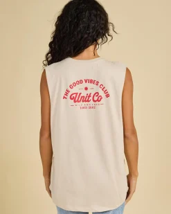 Tops*Unit Good Vibes Regular Fit Tank Top Cement