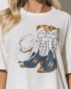 Tops*Levi's GR Tabor T-Shirt Cowboy Boot And Hat Egret